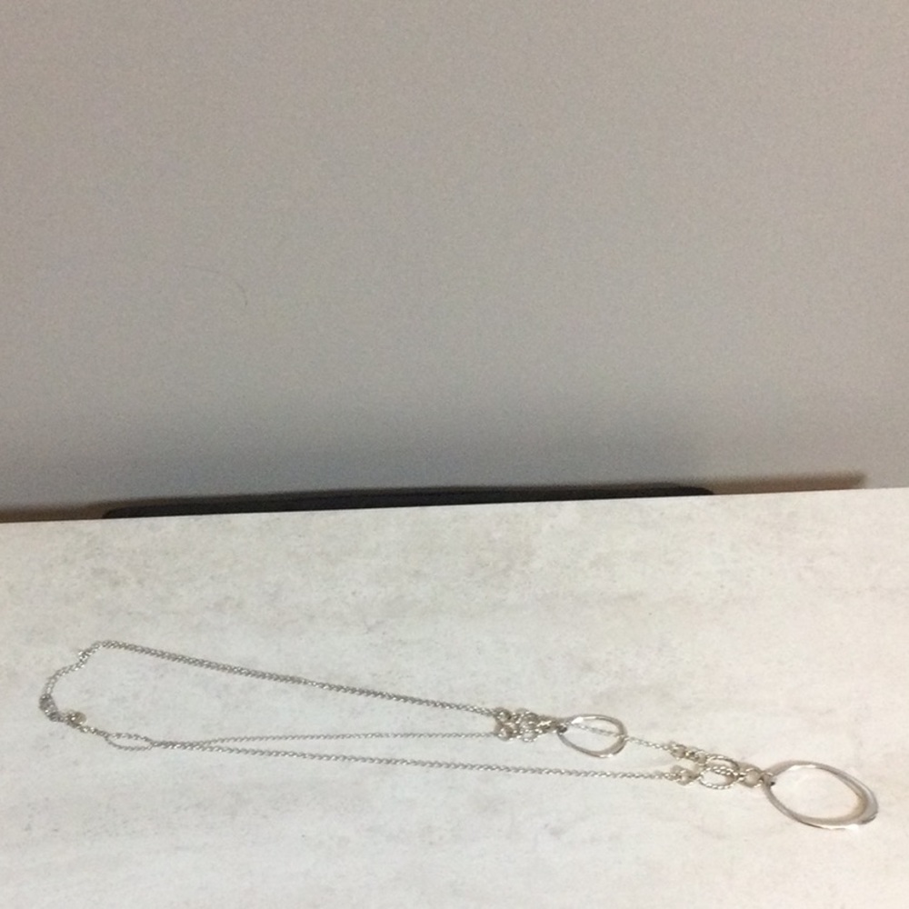 C1946 silver 18” double strand boho necklace
